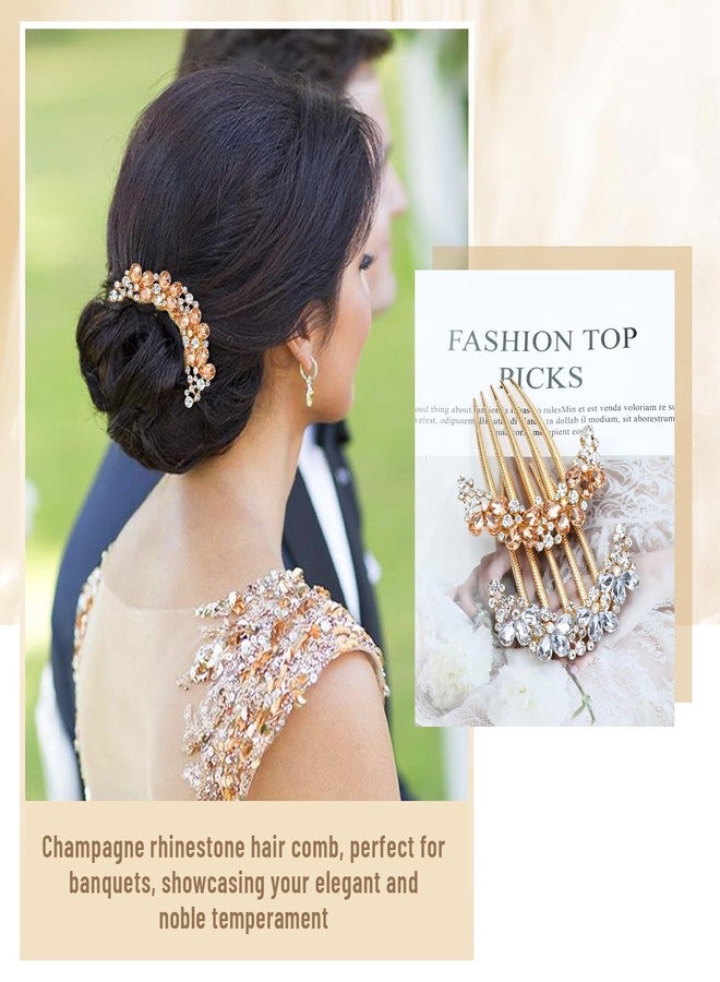 Dizila 6pcs Wedding Bridal Prom Sparkly Crystal Jeweled Gems Rhinestone Hair Side Combs Slides Hair Bun Updo Clips Hair Pins Accessories for Women Girls Brides - Image 4